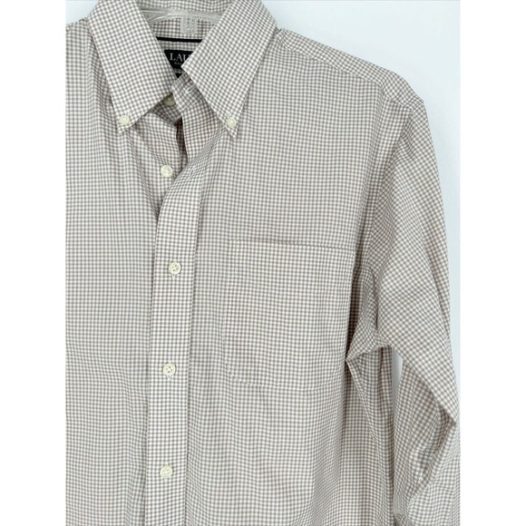 RALPH LAUREN Classic Fit Long Sleeve Button Shirt 15 M‎ Brown Gingham Plaid - Picture 1 of 8